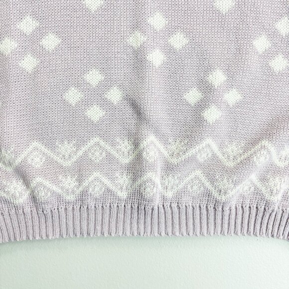 PYKETTES Vintage 80s Sweater Medium Boatneck Retro Lavender Diamond Print - Picture 5 of 8